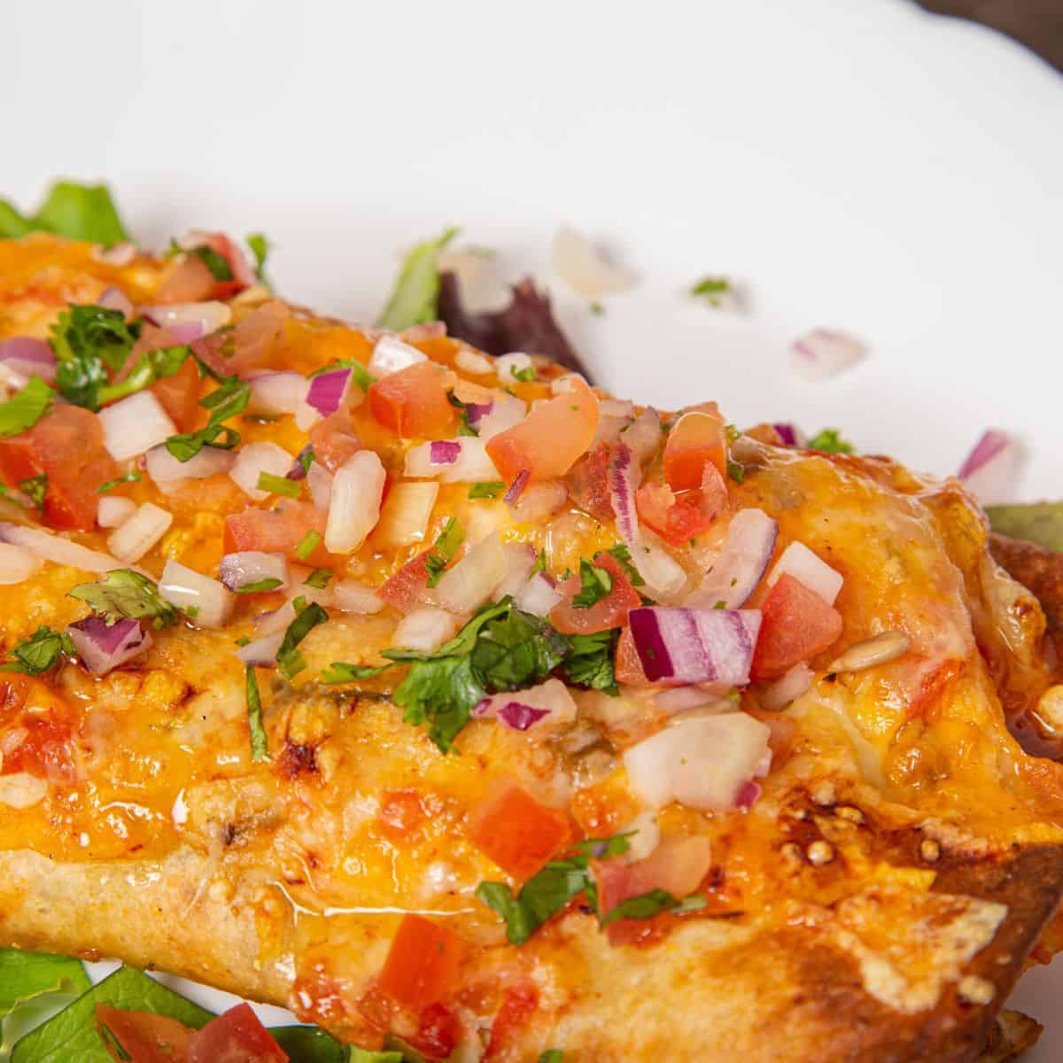 Gluten-free chicken enchilada casserole with sweet potato.