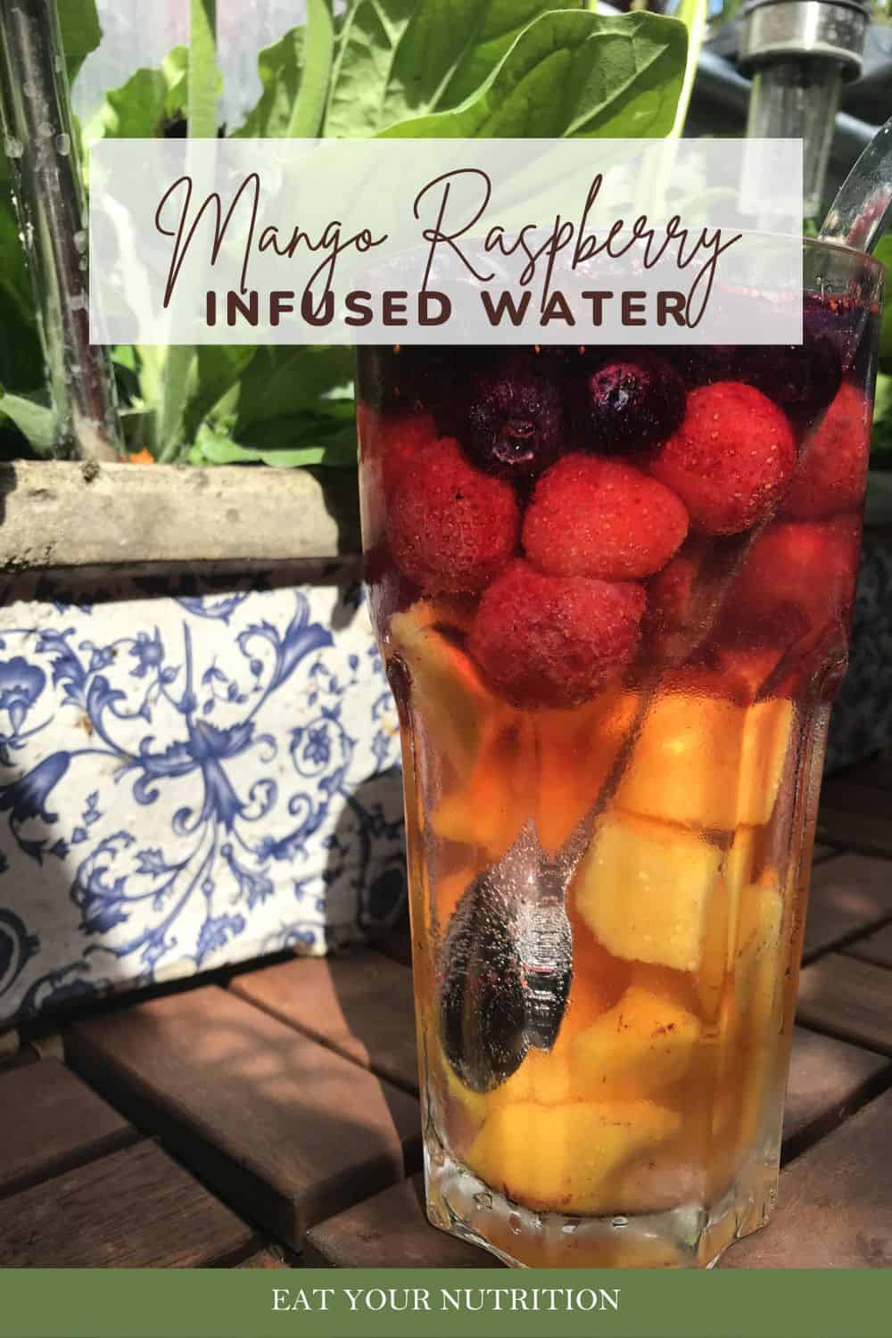 Mango raspberry infused water for when you are craving sweet drinks.