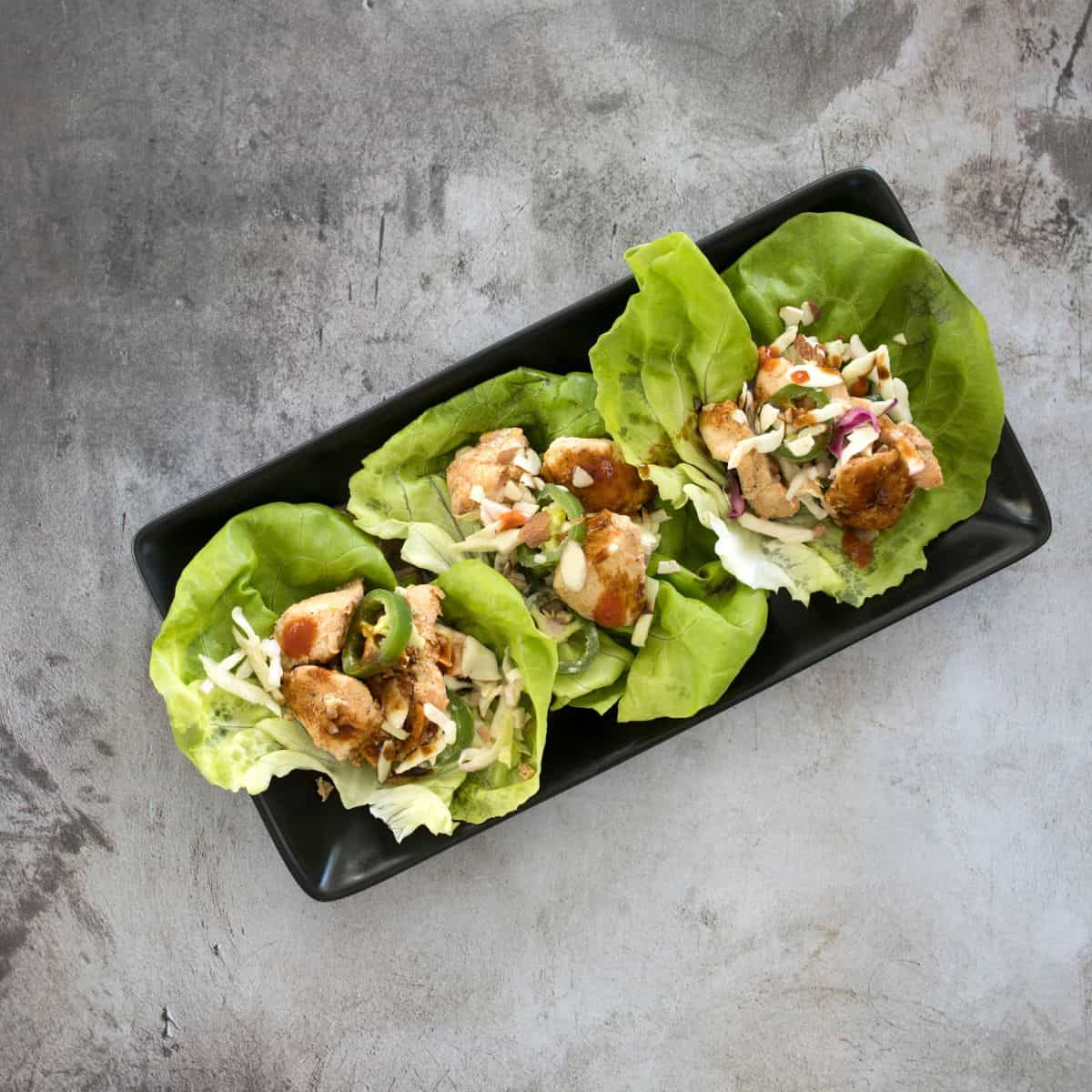 Quick healthy lunch of chicken lettuce wraps