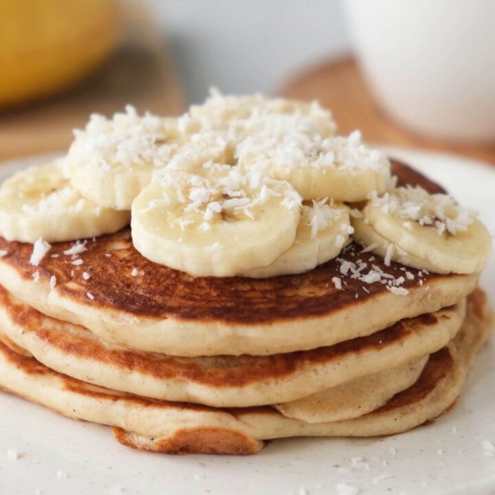 paleo banana oat flour pancake recipe, easy 3 ingredient breakfast